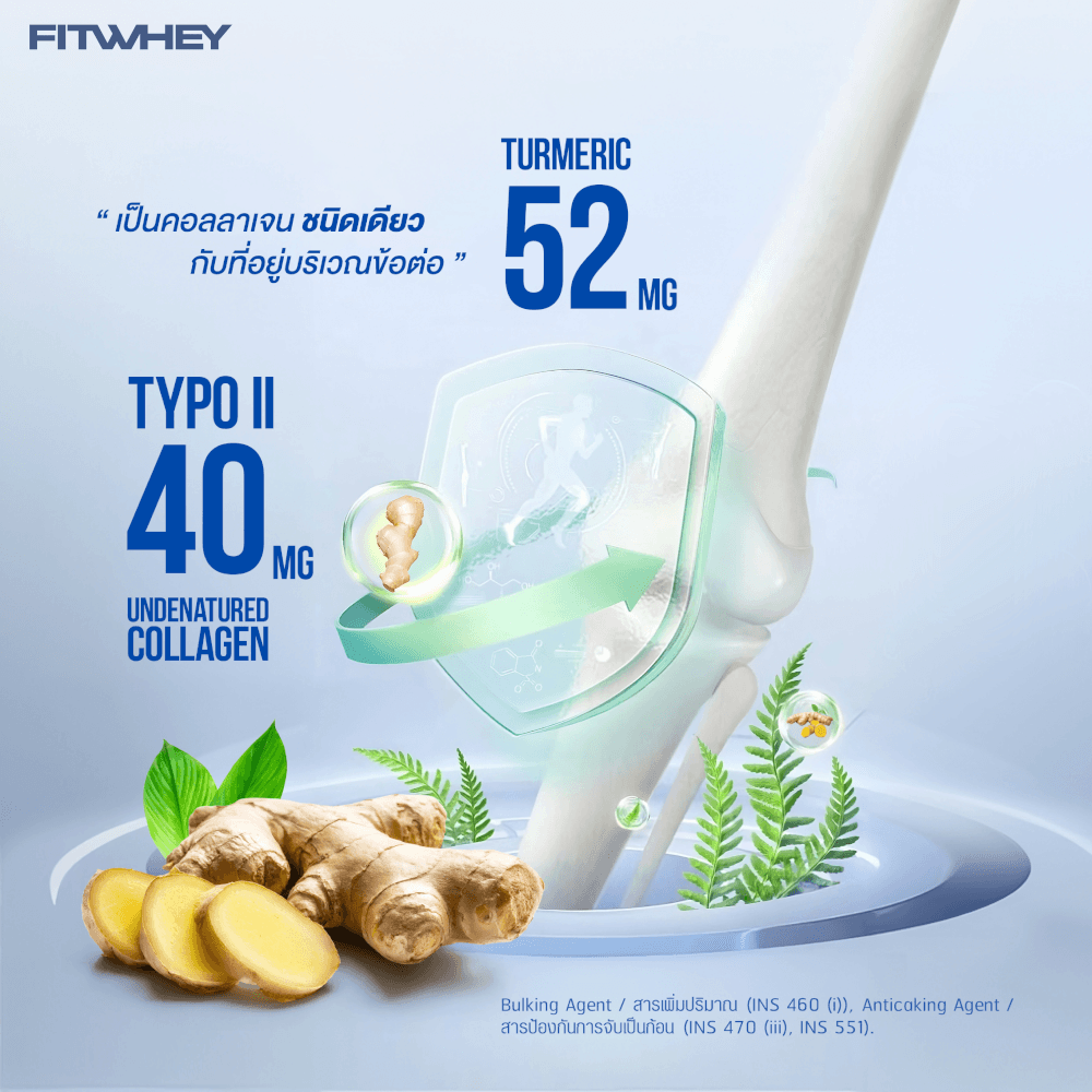 ผลิตภัณฑ์เสริมอาหาร FITWHEY SUPPLEMENTS UNDENATURE COLLAGEN TYPE II 40MG + TURMERIC 52MG_3