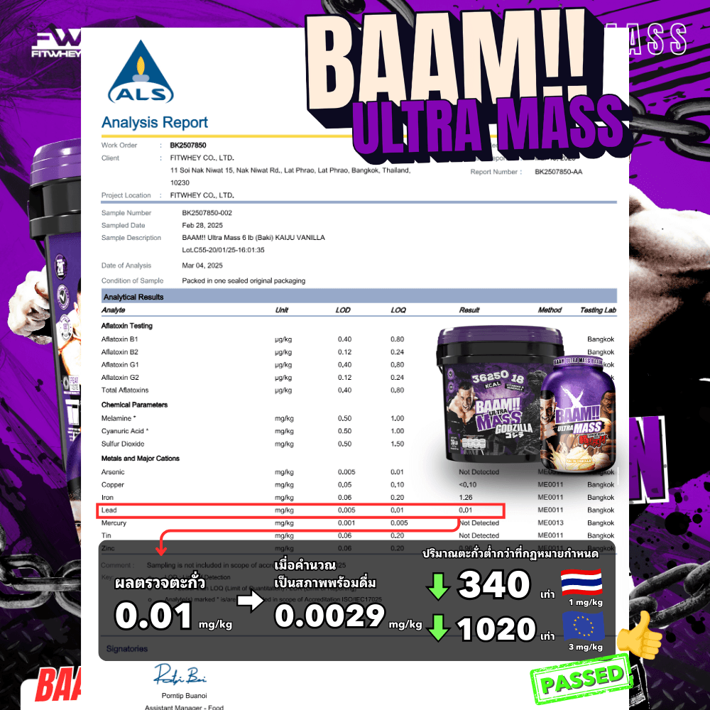 โปรตีนเพิ่มน้ำหนัก BAAM ULTRA MASS - 20 LB RICH CHOCOLATE [GZ]_5