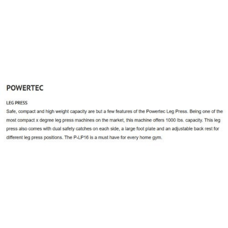 อุปกรณ์ออกกำลังกาย FITWHEY POWERTEC อุปกรณ์ P-LP16 LEG PRESS - BLACK_3