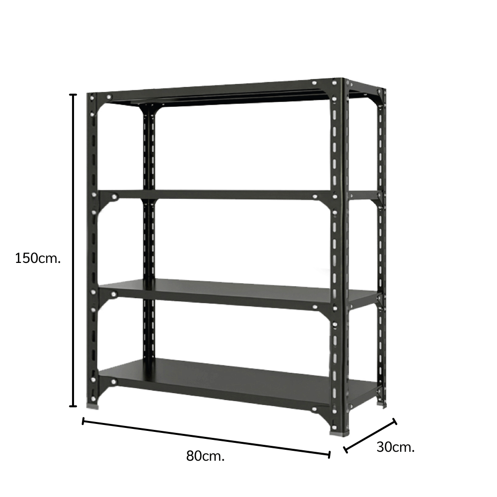 ชั้นวางของโล่ง 4 ชั้น ELIFE 150X80X30 สีดำ_1