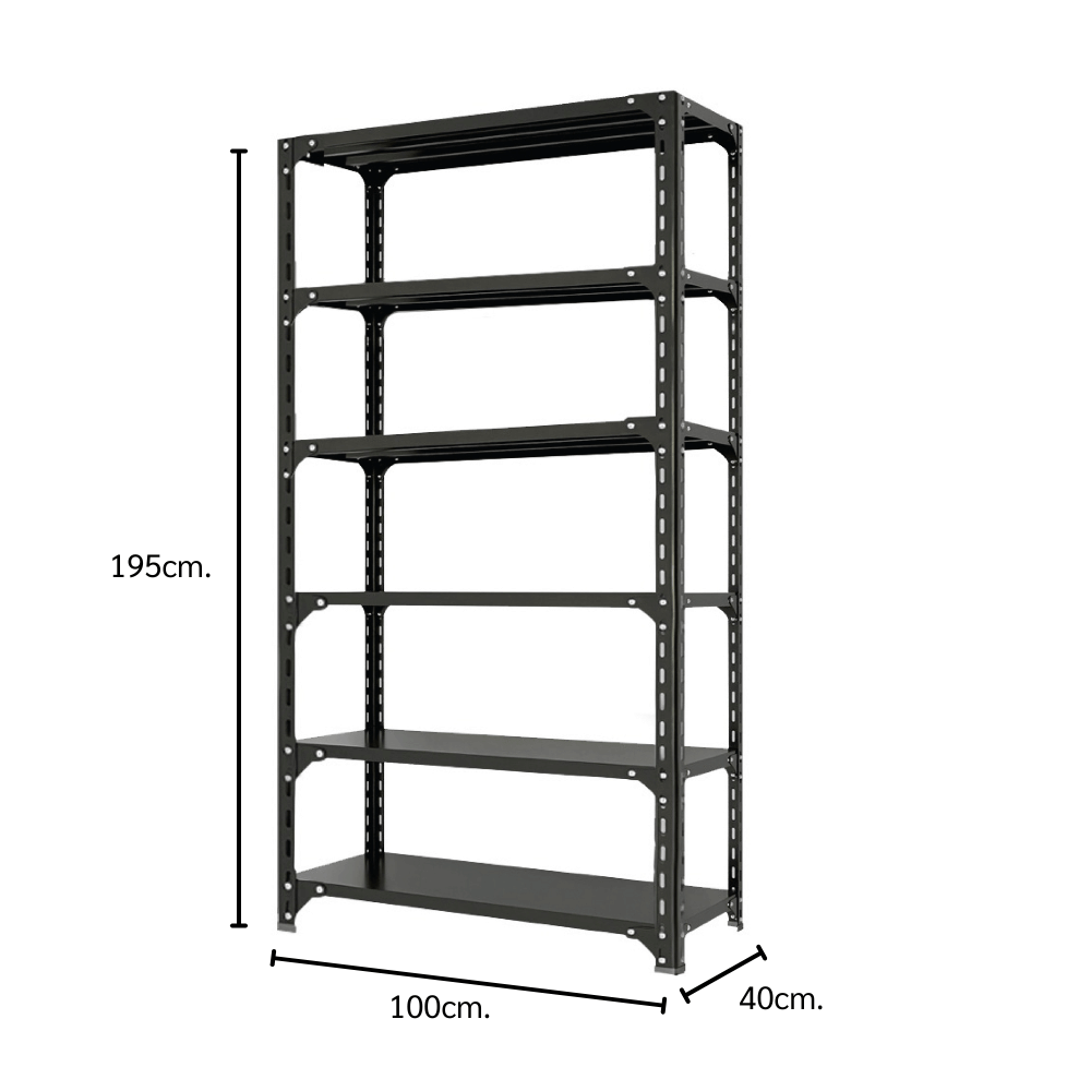 ชั้นวางของโล่ง 6 ชั้น ELIFE 195X100X40 สีดำ_1