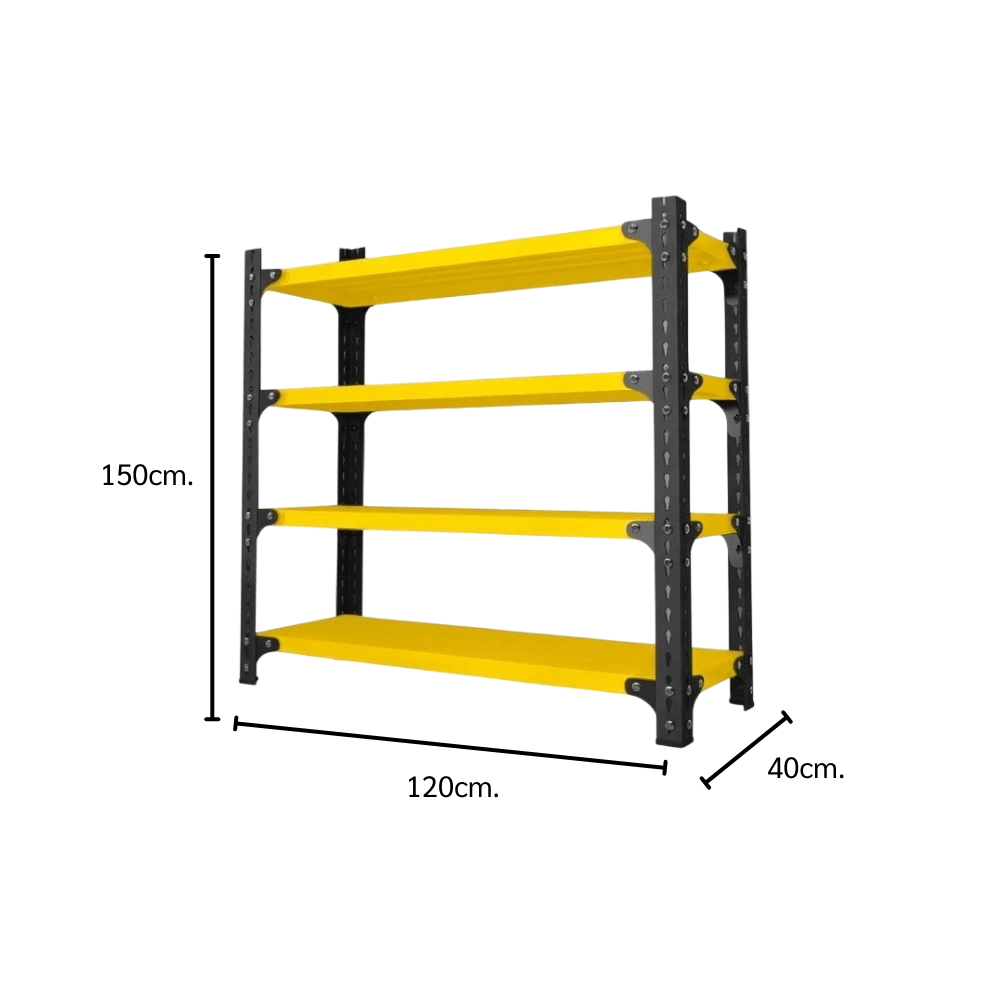 ชั้นวางของโล่ง 4 ชั้น ELIFE ขนาด 150X120X40 ซม. สีดำ/สีเหลือง_1