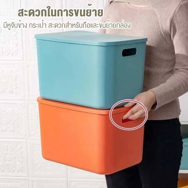 กล่องเก็บของ 4 ใบ (พร้อมฝา) ELIFE ขนาด 36.5X30 ซม. หลากสี_4