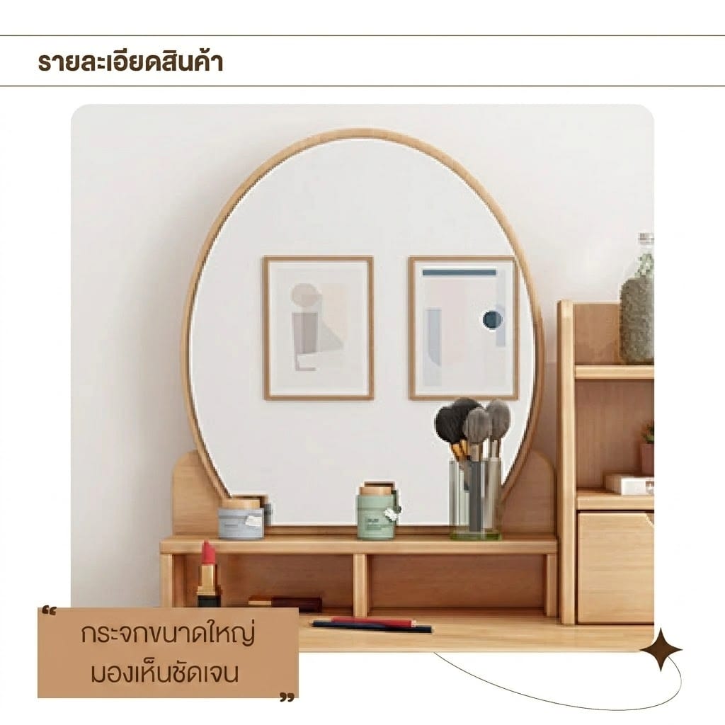 โต๊ะเครื่องแป้ง ELIFE รุ่น WF-03 สีไม้ธรรมชาติ