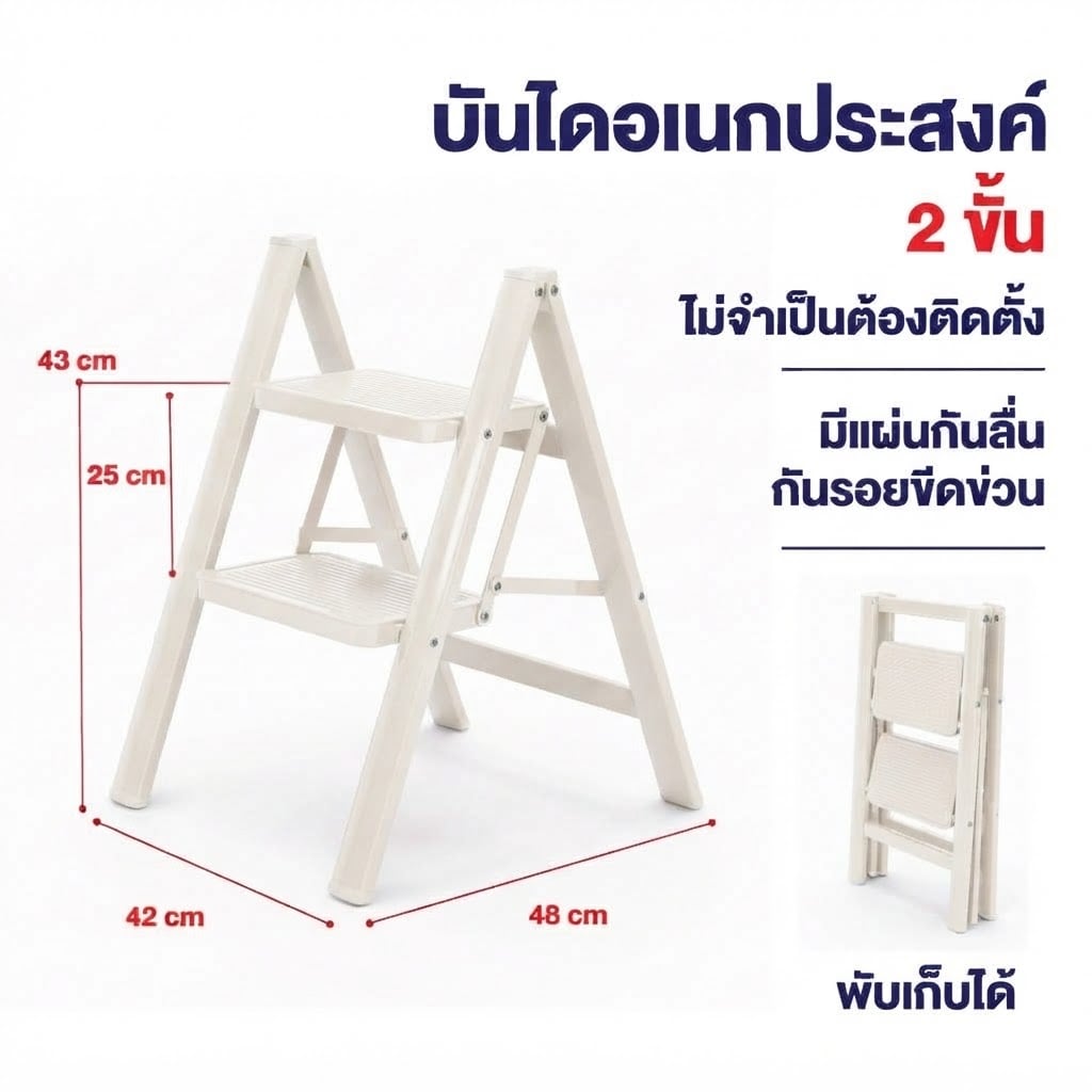 บันได STEP 2 ขั้น ELIFE รุ่น LA-05 สีขาว_4