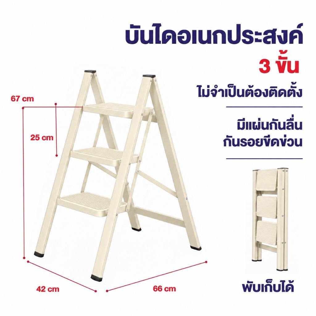 บันได STEP 3 ขั้น ELIFE รุ่น LA-06 สีขาว_4