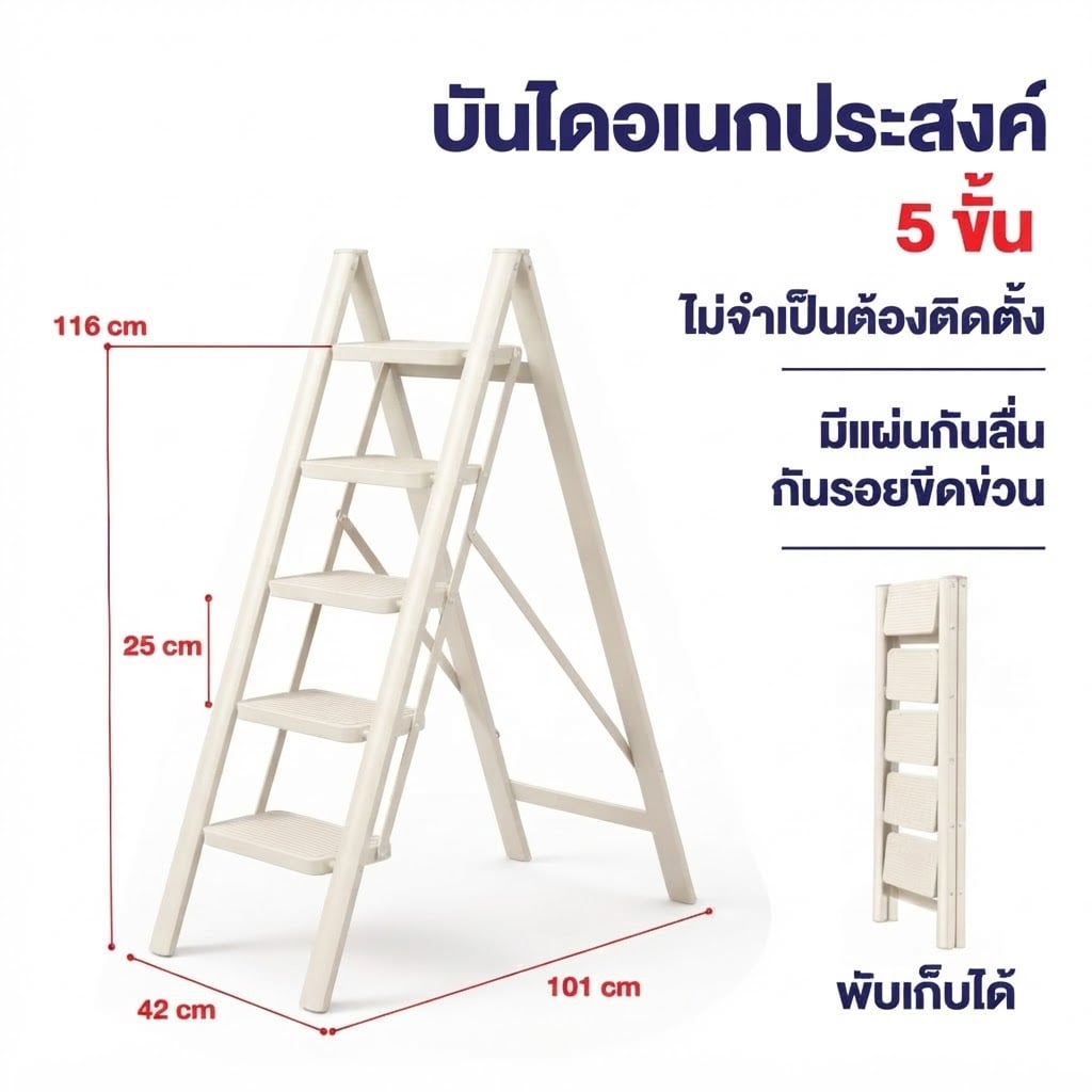 บันได STEP 5 ขั้น ELIFE รุ่น LA-08 สีขาว_4