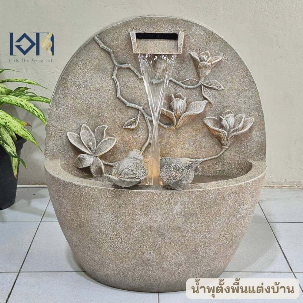 น้ำพุตั้งพื้นแต่งบ้าน EAKGIFT รุ่นMZ16424GA สไตล์สวยเรียบหรูเสริมฮวงจุ้ย