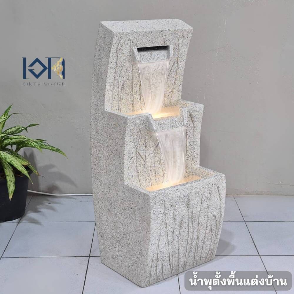 น้ำพุตั้งพื้นเสริมฮวงจุ้ย EAKGIFT รุ่นMZ16327GC สไตล์โมเดิร์น ลายรวงข้าวความหมายดี