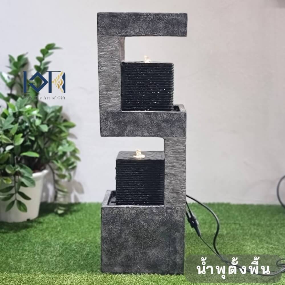 น้ำพุตั้งพื้นแต่งบ้าน EAKGIFT รุ่นMZ14467GA สไตล์เลขมงคลเลข5พลังงานบวก เสริมฮวงจุ้ย