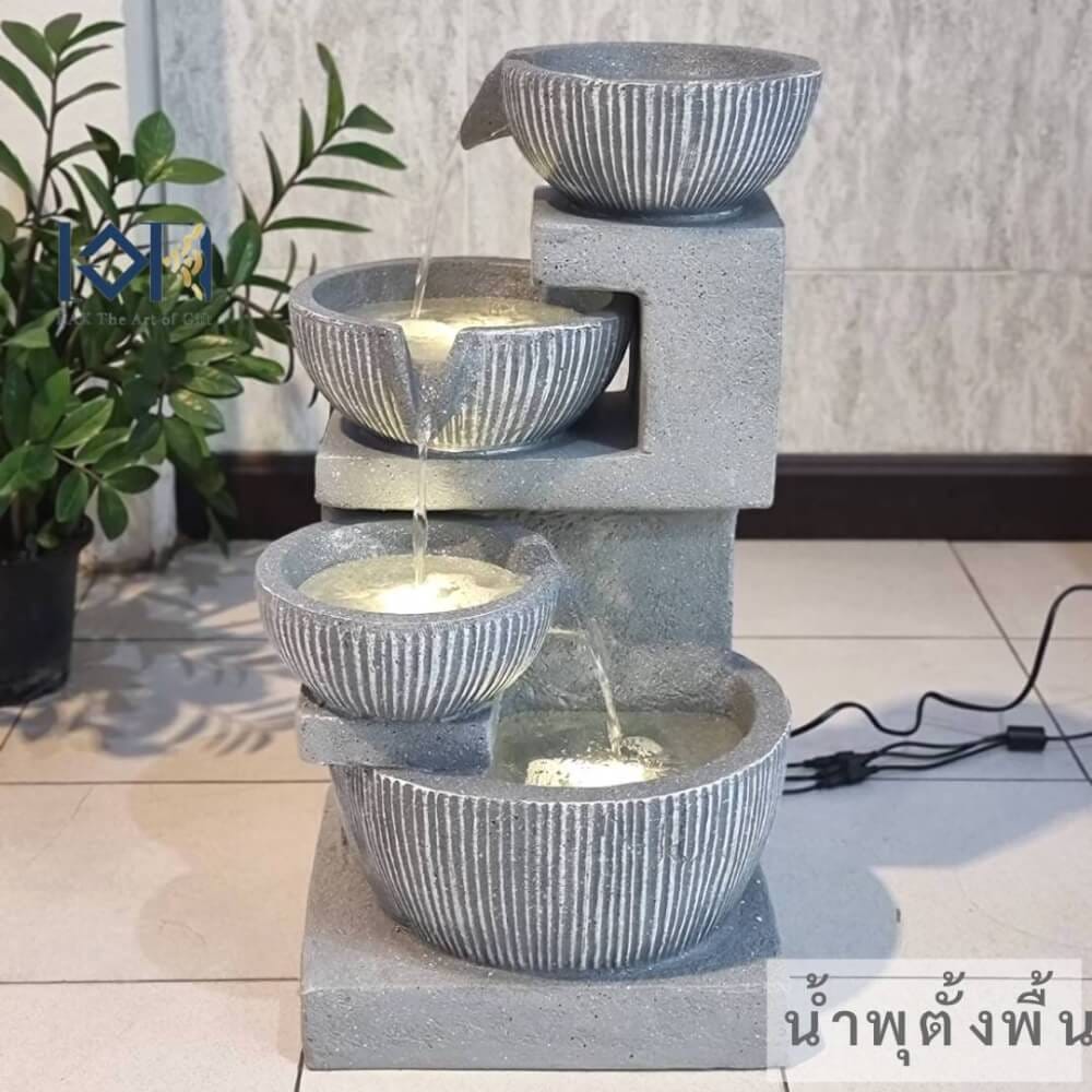 น้ำพุตั้งพื้นเสริมฮวงจุ้ย EAKGIFT รุ่น2020127 สไตล์ทันสมัย วัสดุไฟเบอร์เรซิ่นทนทาน