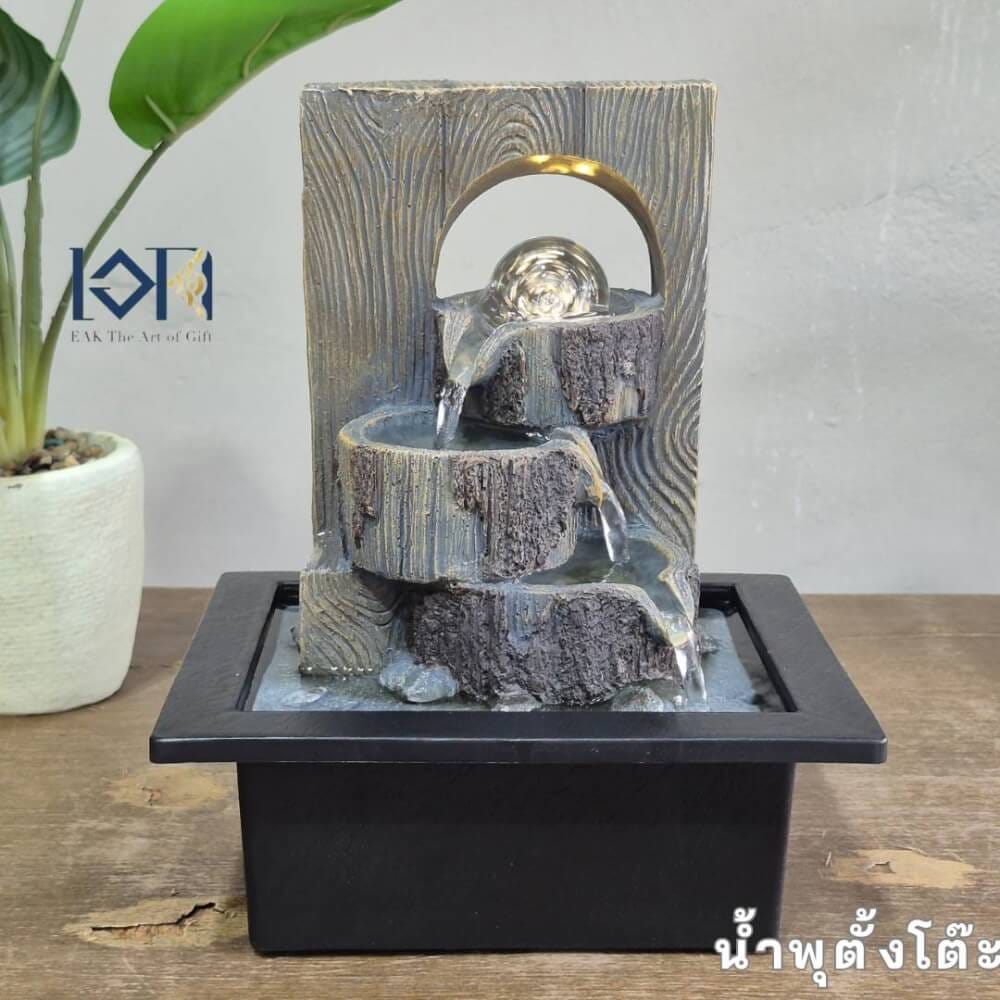 น้ำพุตั้งโต๊ะฮวงจุ้ย EAKGIFT รุ่น7228657L สไตล์ธรรมชาติขนาดตั้งโต๊ะทำงาน ตกแต่งบ้าน