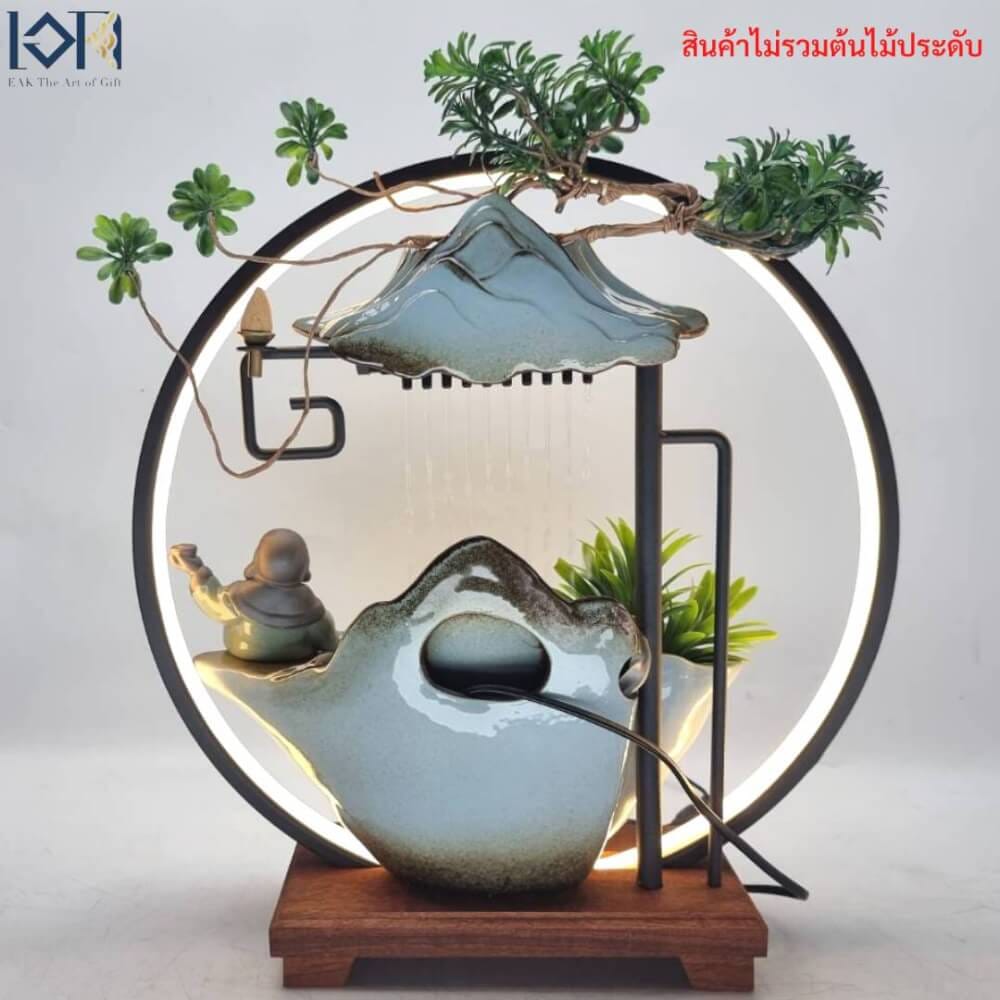 น้ำพุตั้งโต๊ะเสริมฮวงจุ้ย EAKGIFT รุ่นA000235 สไตล์โมเดิร์นทันสมัยวัสดุเซรามิกงานสวยหรู