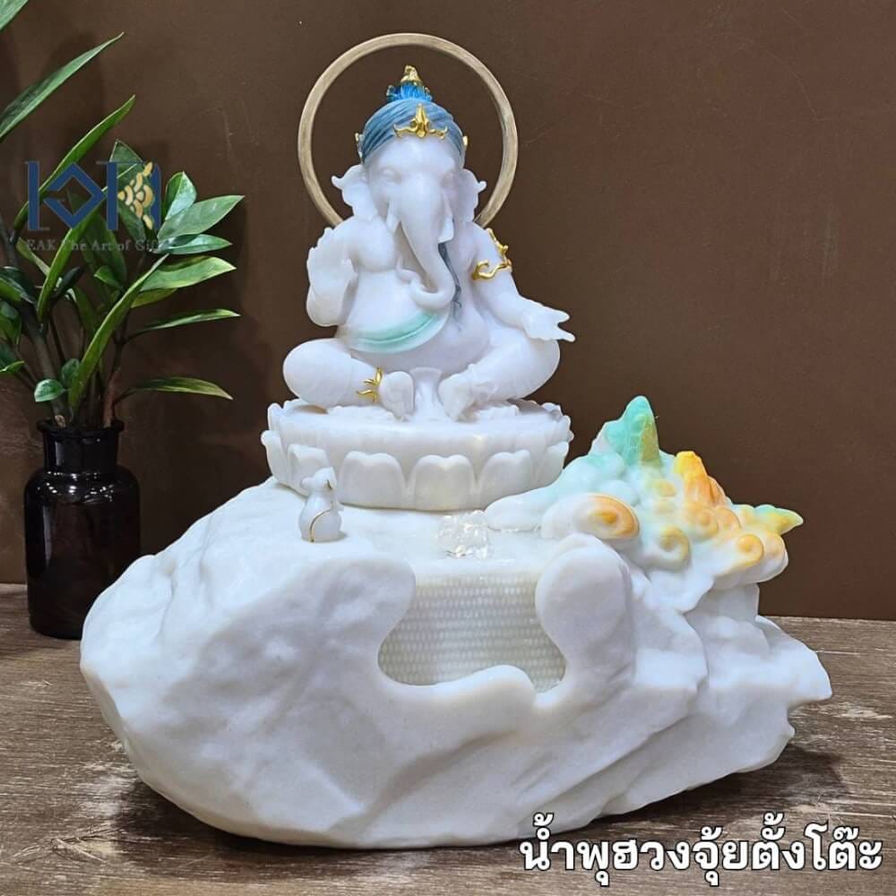 น้ำล้นตั้งโต๊ะ EAKGIFT รุ่นPM002W สไตล์โมเดิร์น น้ำพุพระพิฆเนศเสริมฮวงจุ้ย