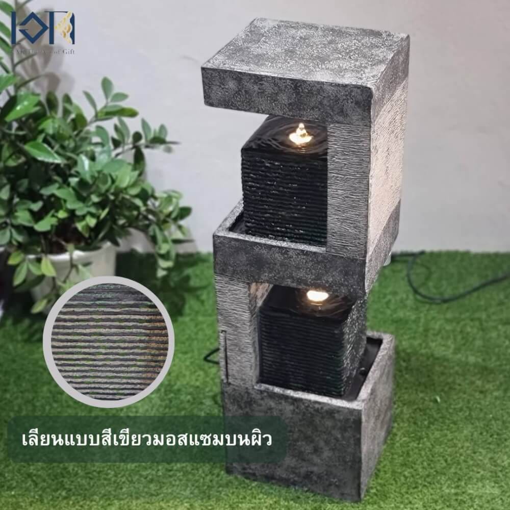 น้ำพุตั้งพื้นแต่งบ้าน EAKGIFT รุ่นMZ14467GA สไตล์เลขมงคลเลข5พลังงานบวก เสริมฮวงจุ้ย