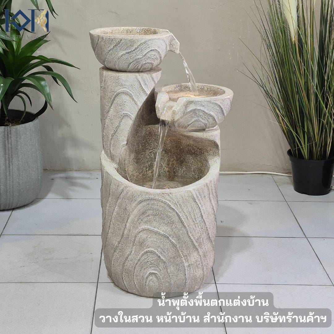 น้ำพุตั้งพื้นเสริมฮวงจุ้ย EAKGIFT รุ่นMZ16518GA อ่างน้ำล้นวางหน้าบ้าน ตกแต่งบ้าน สวน