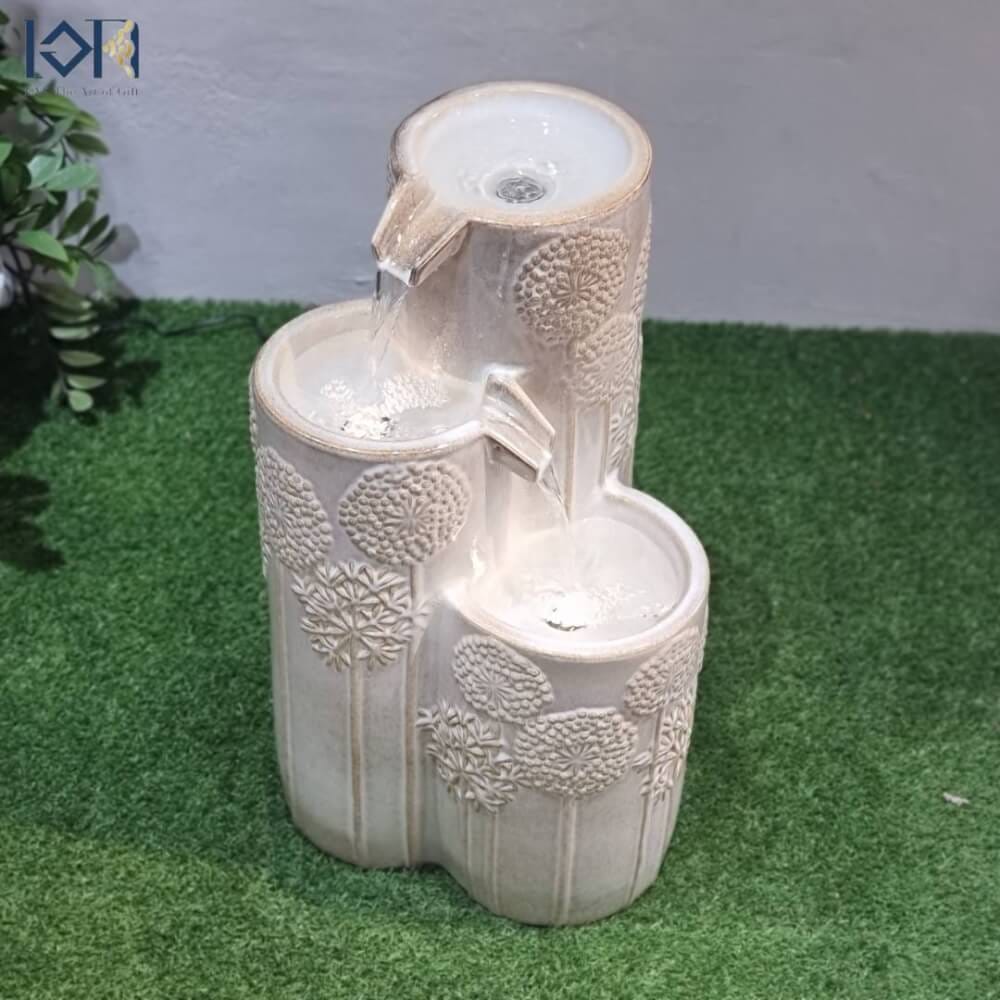 น้ำพุตั้งพื้นเสริมฮวงจุ้ย EAKGIFT รุ่นMZ159518A สไตล์โมเดิร์น วัสดุเซรามิก สีขาวงาช้าง