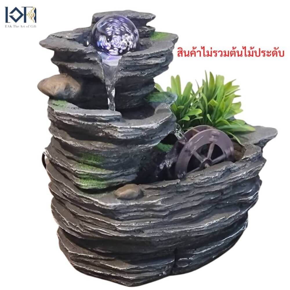 น้ำพุตั้งโต๊ะเสริมฮวงจุ้ย EAKGIFT รุ่น22062 สไตล์คลาสสิกมีกังหันวิดเงิน