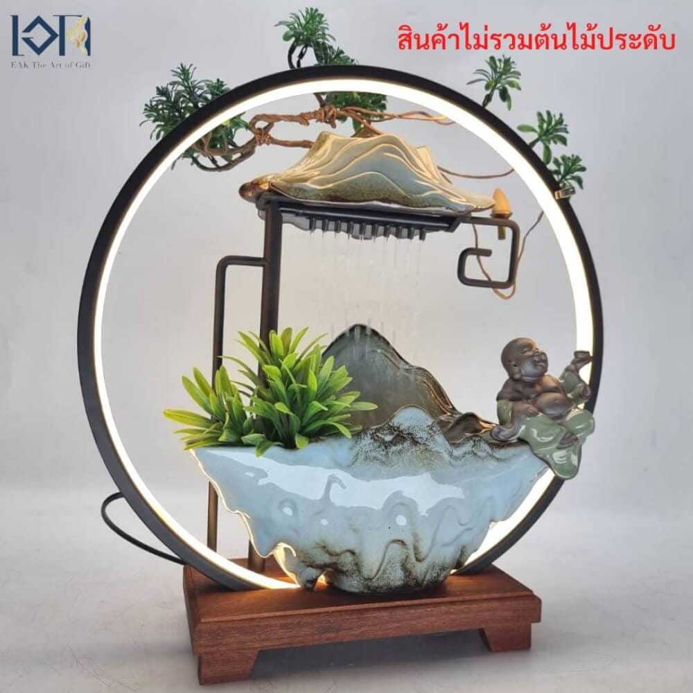 น้ำพุตั้งโต๊ะเสริมฮวงจุ้ย EAKGIFT รุ่นA000235 สไตล์โมเดิร์นทันสมัยวัสดุเซรามิกงานสวยหรู