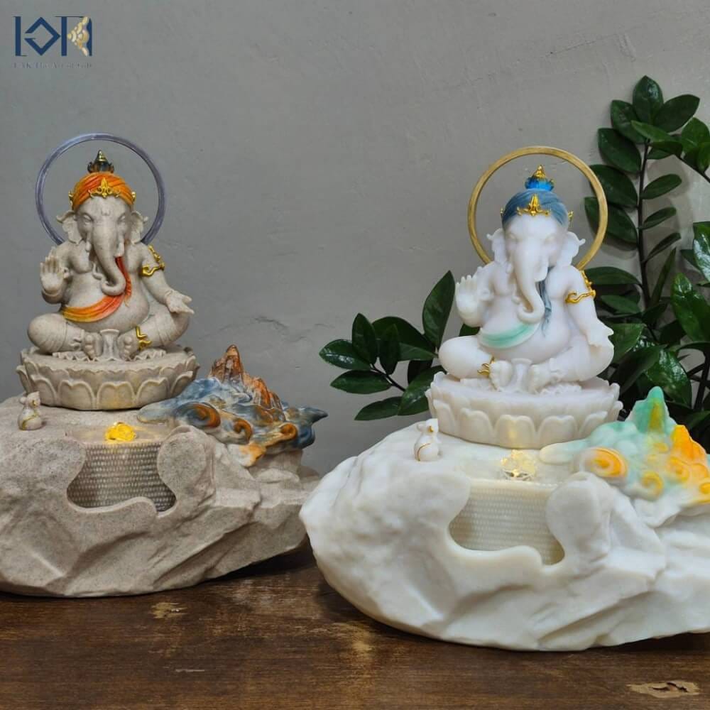 น้ำล้นตั้งโต๊ะ EAKGIFT รุ่นPM002W สไตล์โมเดิร์น น้ำพุพระพิฆเนศเสริมฮวงจุ้ย
