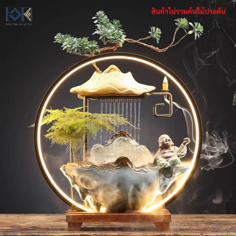 น้ำพุตั้งโต๊ะเสริมฮวงจุ้ย EAKGIFT รุ่นA000235 สไตล์โมเดิร์นทันสมัยวัสดุเซรามิกงานสวยหรู