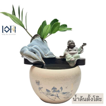 น้ำล้นตั้งโต๊ะ EAKGIFT รุ่นสังกัจจายน์มือถือก้อนทองเนื้อเซรามิกA00234 งานสวยเรียบหรูเสริมฮวงจุ้ย_1