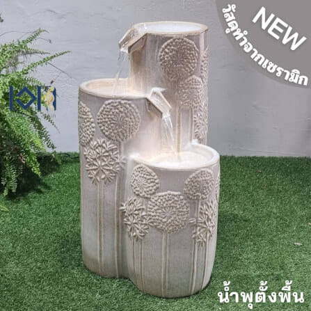 น้ำพุตั้งพื้นเสริมฮวงจุ้ย EAKGIFT รุ่นMZ159518A สไตล์โมเดิร์น วัสดุเซรามิก สีขาวงาช้าง_1