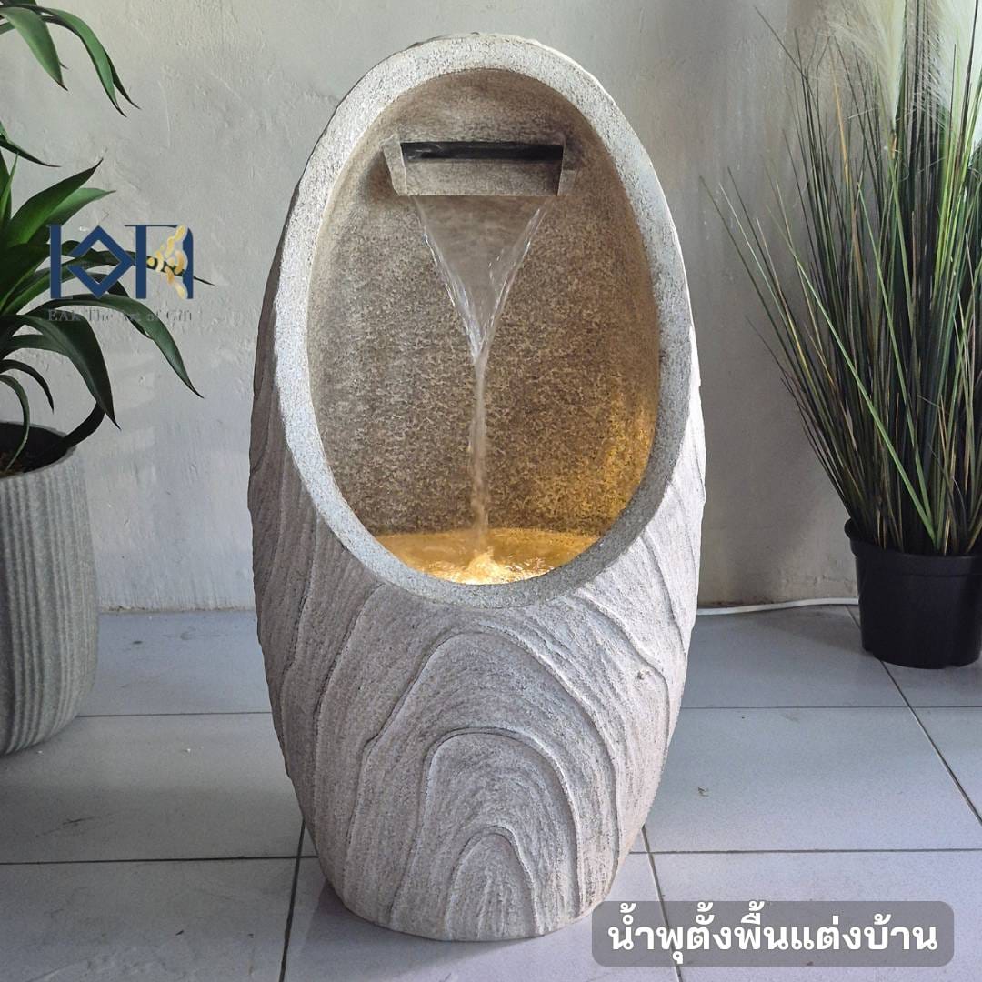 น้ำพุตั้งพื้นเสริมฮวงจุ้ย EAKGIFT รุ่นMZ16517GA อ่างน้ำตกจำลองวางหน้าบ้านจัดสวน_1
