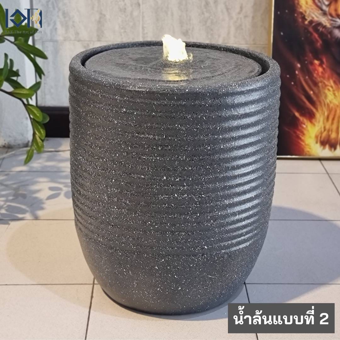 น้ำพุตั้งพื้นเสริมฮวงจุ้ย EAKGIFT รุ่น2591สีดำ สไตล์โมเดิร์น อ่างน้ำล้นทรงกลมตกแต่งบ้าน_1