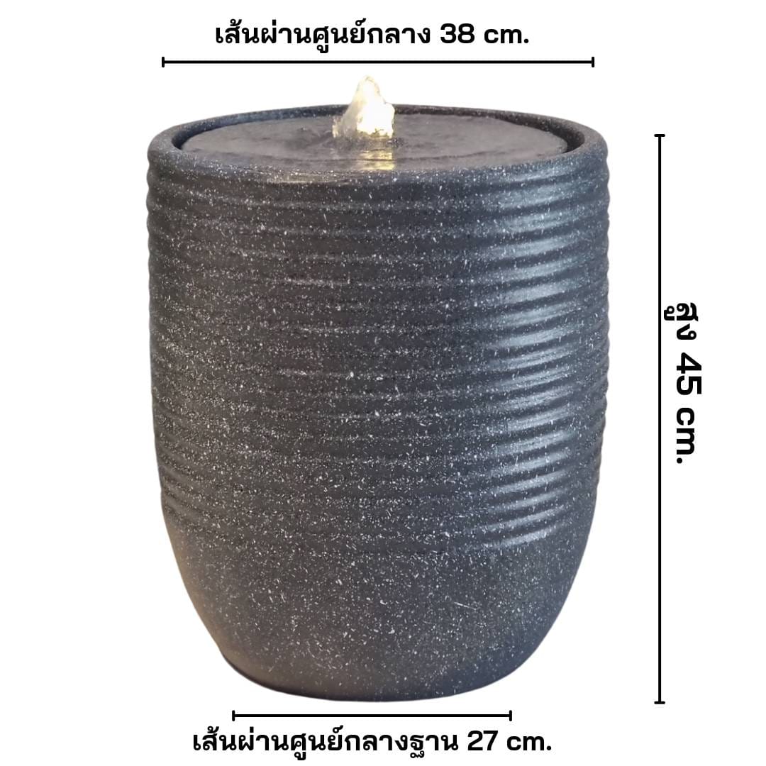 น้ำพุตั้งพื้นเสริมฮวงจุ้ย EAKGIFT รุ่น2591สีดำ สไตล์โมเดิร์น อ่างน้ำล้นทรงกลมตกแต่งบ้าน_2