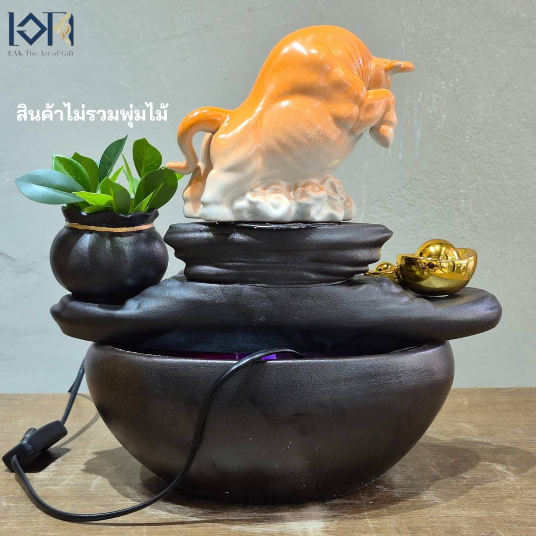 น้ำพุตั้งโต๊ะเสริมฮวงจุ้ย EAKGIFT รุ่นกระทิง18122 วัสดุเซรามิก สไตล์โมเดิร์นสวยเรียบหรู_7
