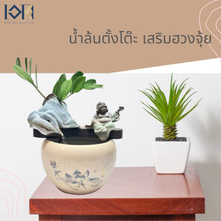 น้ำล้นตั้งโต๊ะ EAKGIFT รุ่นสังกัจจายน์มือถือก้อนทองเนื้อเซรามิกA00234 งานสวยเรียบหรูเสริมฮวงจุ้ย_8