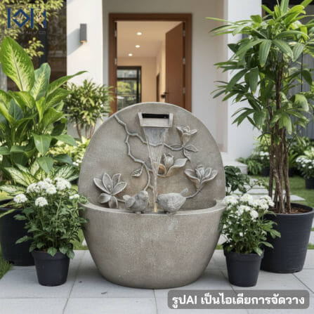 น้ำพุตั้งพื้นแต่งบ้าน EAKGIFT รุ่นMZ16424GA สไตล์สวยเรียบหรูเสริมฮวงจุ้ย_11