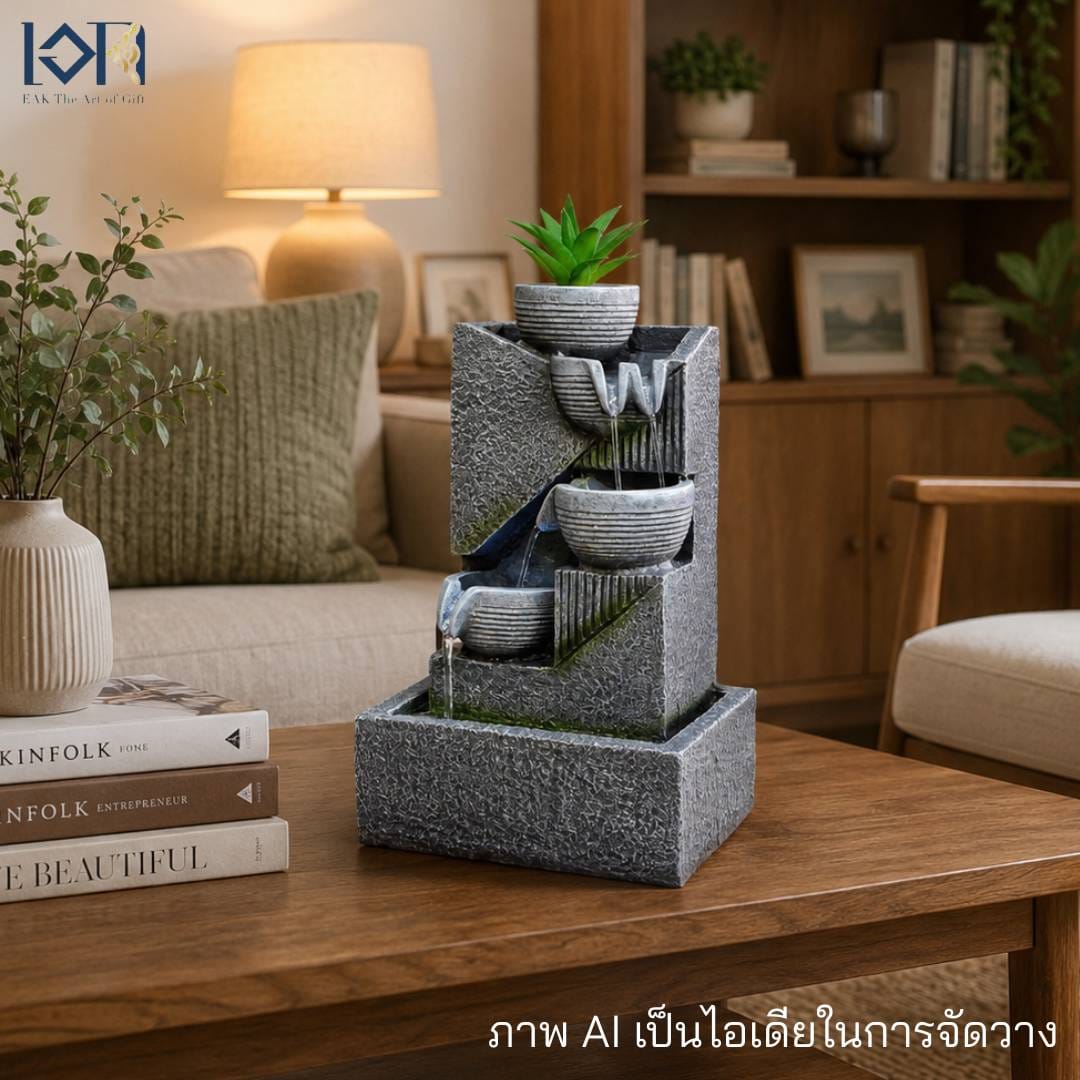 น้ำพุตั้งโต๊ะเสริมฮวงจุ้ย EAKGIFT รุ่น260130 น้ำล้นตกแต่งบ้านเพิ่มความสิริมงคล_9
