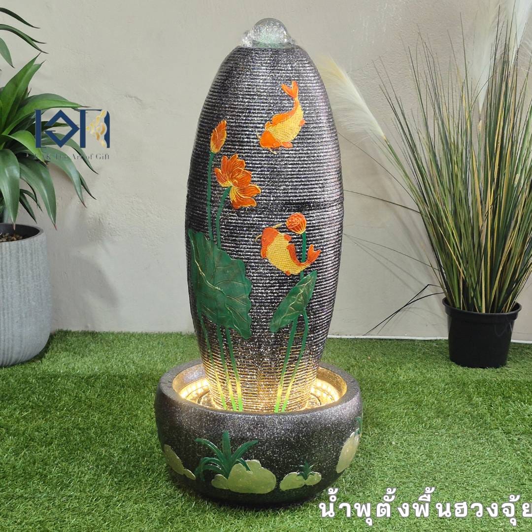 น้ำพุตั้งพื้นฮวงจุ้ย EAKGIFT รุ่น7819S ปลาคราฟคู่เสริมความอุดมสมบูรณ์ ร่ำรวย_1