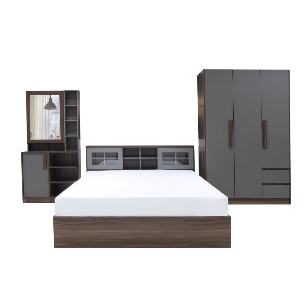ชุดห้องนอน 6 ฟุต WISDOM DESIGN FURNITURE รุ่น WISDOM สี วอลนัท/ยีนส์_0