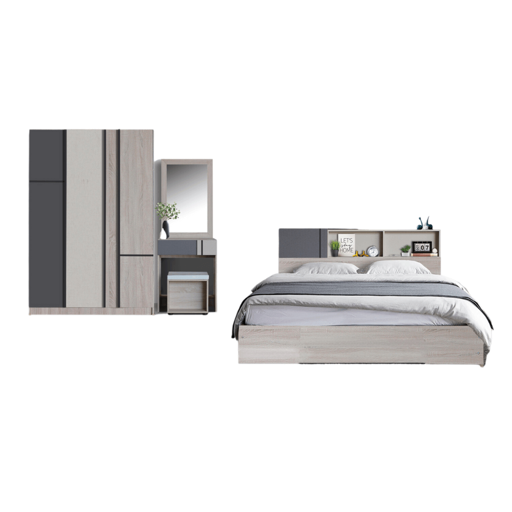 ชุดห้องนอน + ที่นอนสปริง 5 ฟุต WISDOM DESIGN FURNITURE รุ่น AVA สี โซลิค_0