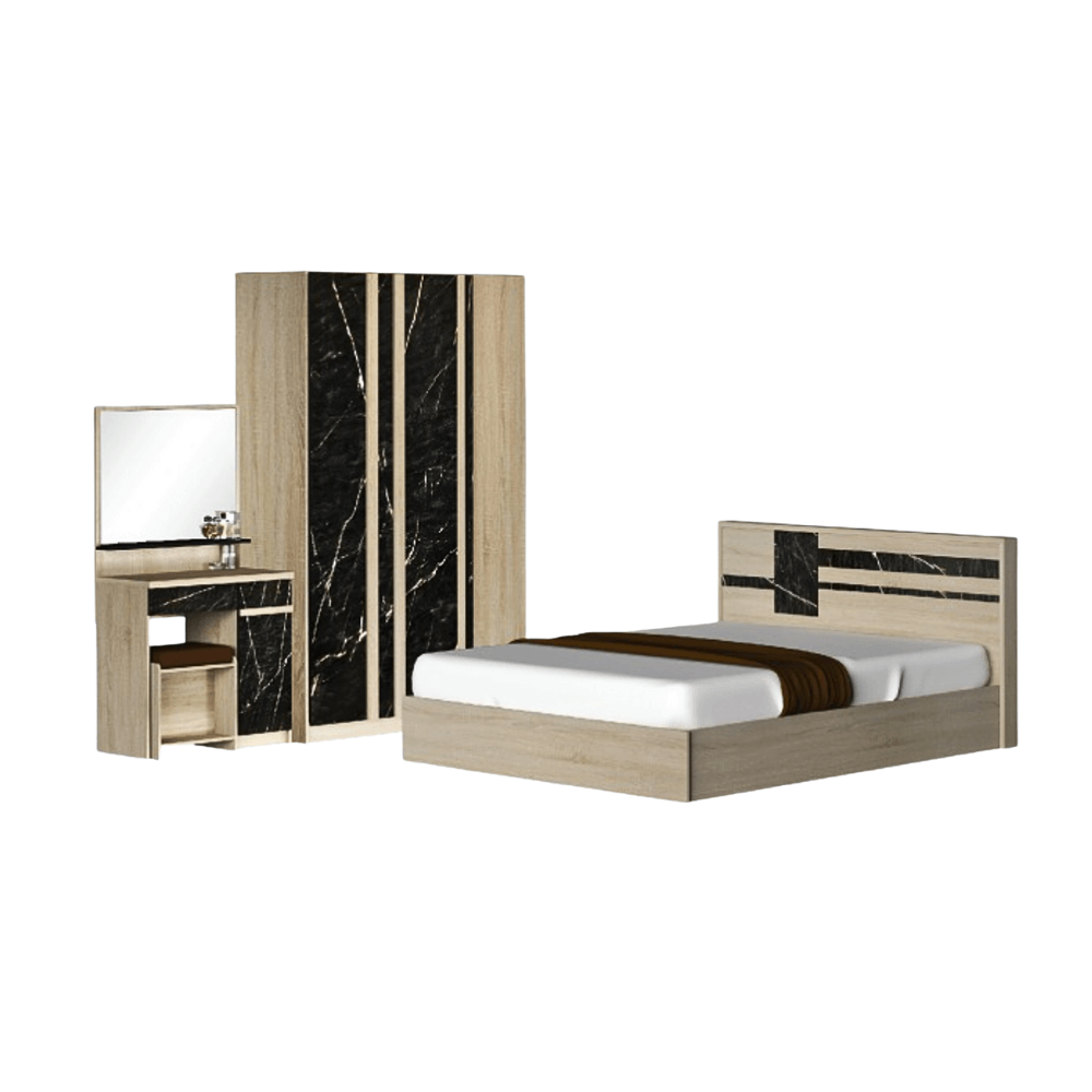ชุดห้องนอน + ที่นอนสปริง 5 ฟุต WISDOM DESIGN FURNITURE รุ่น GALAXY สี โซลิค/หิน_0