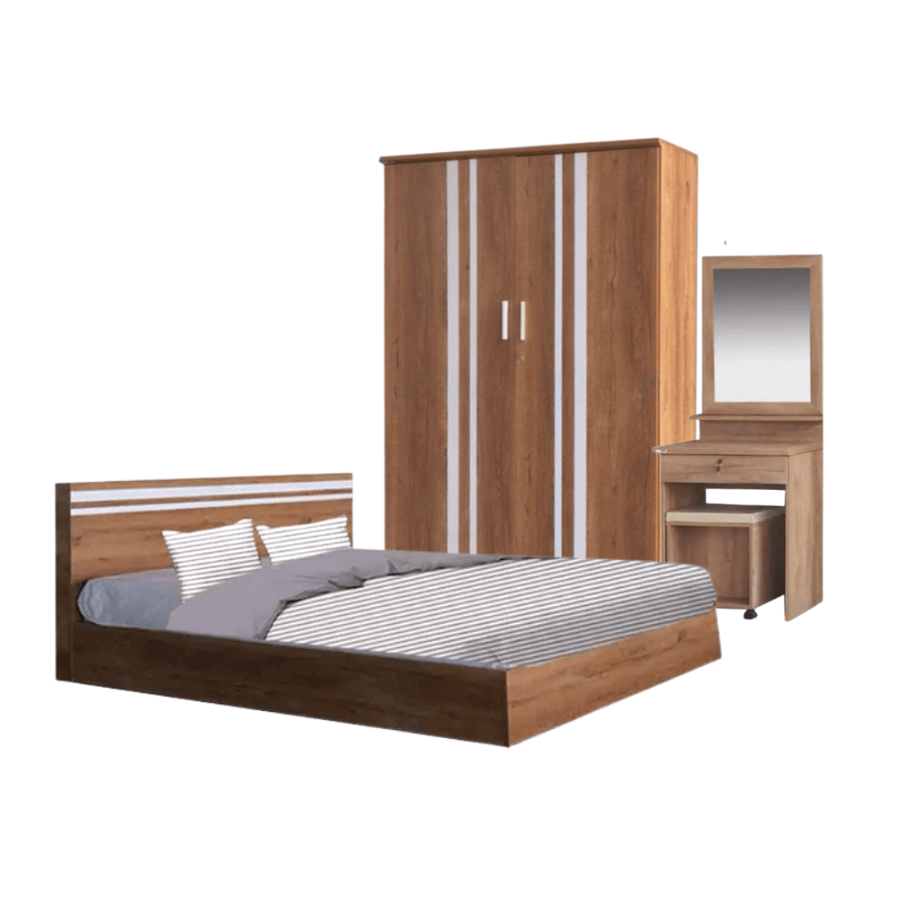 ชุดห้องนอน + ที่นอน PVC 3.5 ฟุต WISDOM DESIGN FURNITURE รุ่น ECO สี ไม้สัก