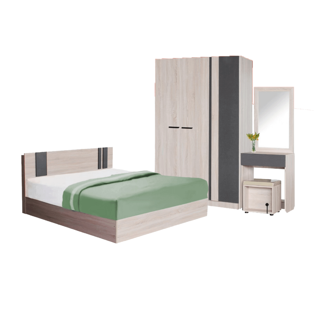 ชุดห้องนอน + ที่นอนสปริง 6 ฟุต WISDOM DESIGN FURNITURE รุ่น GLORY สี โซลิค/กราไฟท์_0