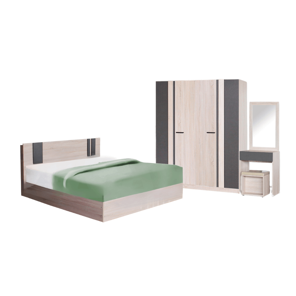 ชุดห้องนอน + ที่นอน PVC 5 ฟุต WISDOM DESIGN FURNITURE รุ่น GLORY PLUS สี โซลิค/กราไฟท์_0