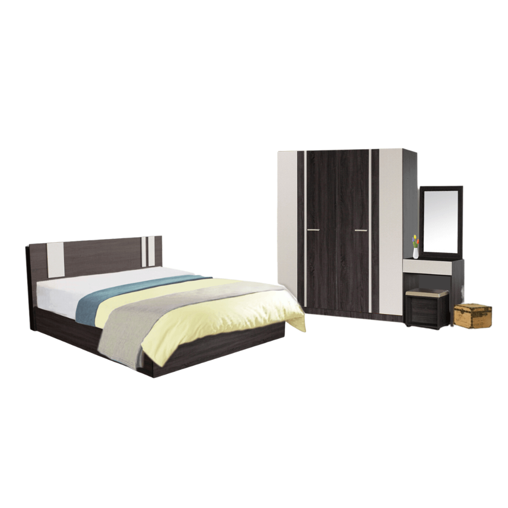 ชุดห้องนอน + ที่นอน PVC 6 ฟุต WISDOM DESIGN FURNITURE รุ่น GLORY PLUS สี แอชบราวน์/เบจ_0