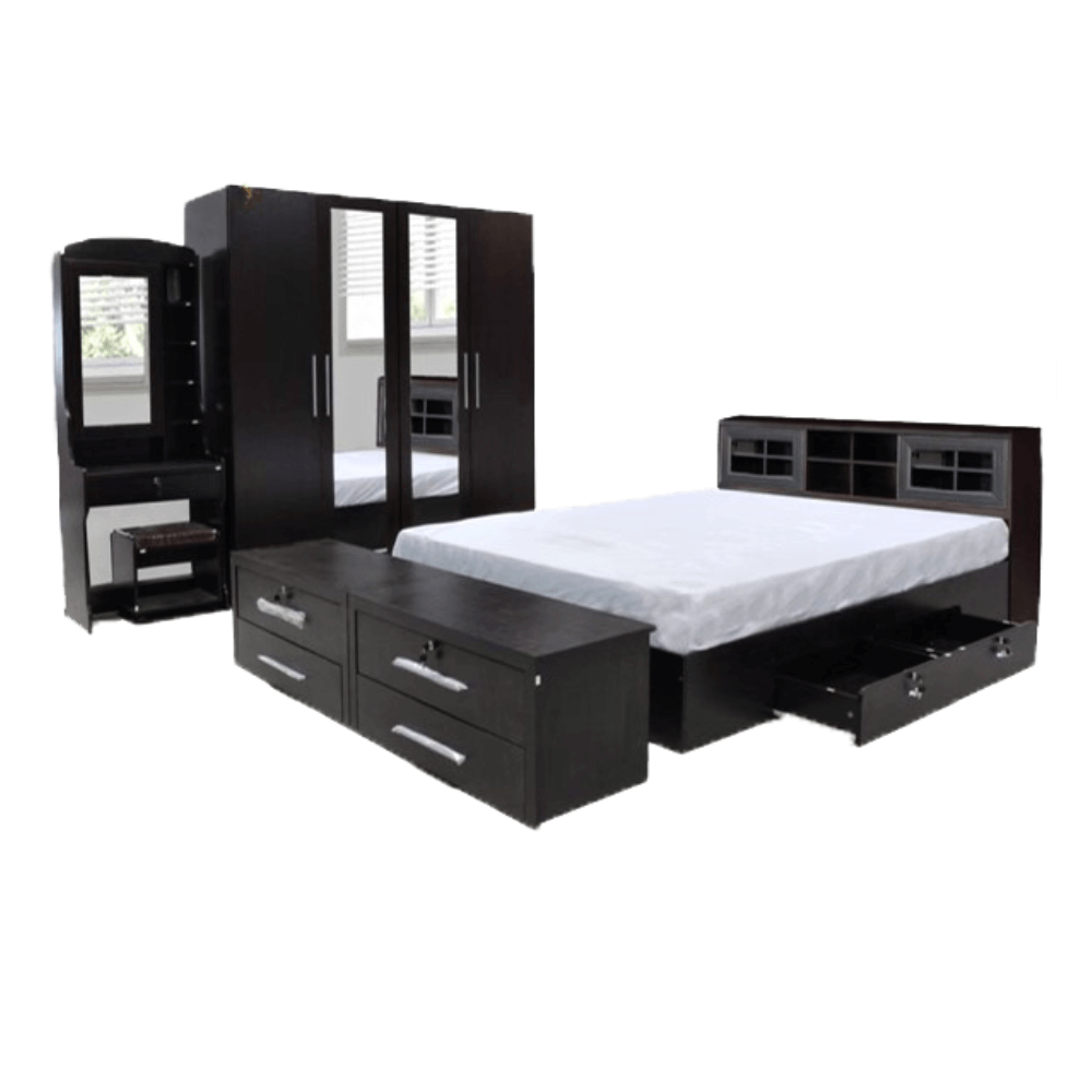 ชุดห้องนอน + ที่นอน PVC 6 ฟุต WISDOM DESIGN FURNITURE รุ่น SALON SLIDE สี โอ๊ค_0