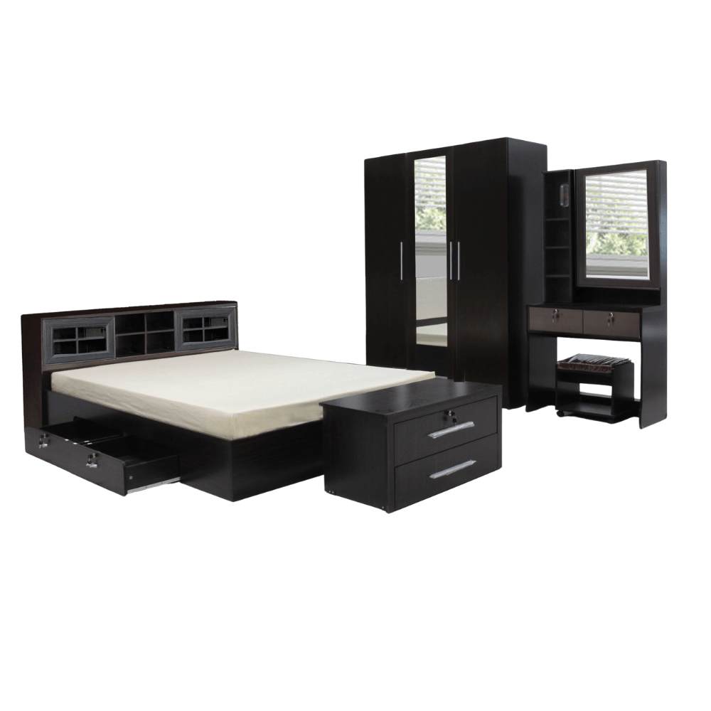 ชุดห้องนอน + ที่นอนสปริง 3.5 ฟุต WISDOM DESIGN FURNITURE รุ่น RADDER สีโอ๊ค_0