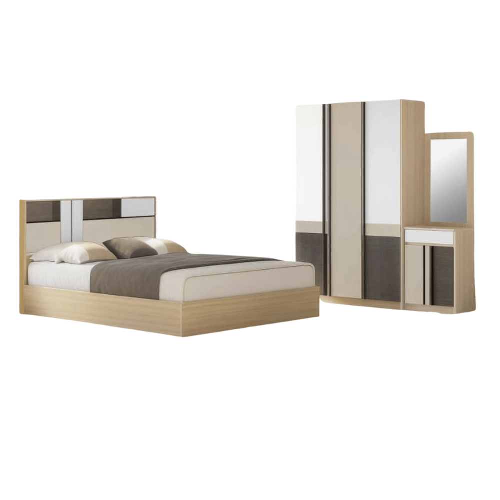 ชุดห้องนอน + ที่นอนสปริง 6 ฟุต WISDOM DESIGN FURNITURE รุ่น TOMMY สีโซลิค/เบจ_0