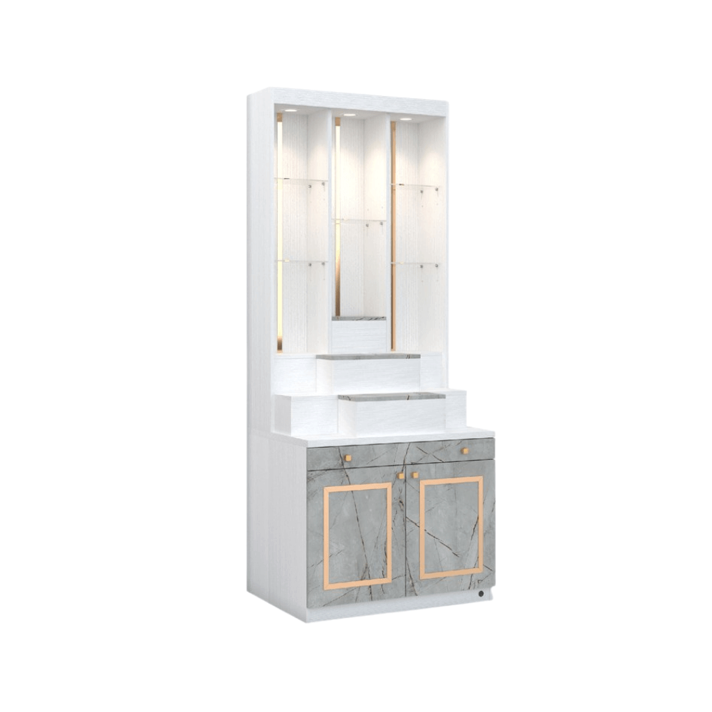 ตู้พระ WISDOM DESIGN FURNITURE รุ่น GO-06 ขนาด 80 ซม. สีขาว/ไลท์มาร์เบิ้ล/โกลด์