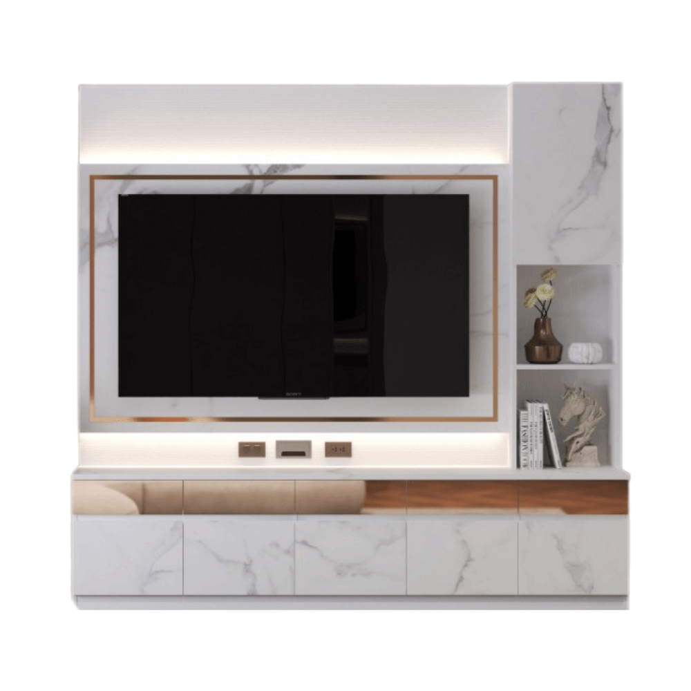 ตู้วางทีวี WISDOM DESIGN FURNITURE รุ่น GH-241 240 ซม. สีขาว/มาร์เบิ้ล/โกลด์