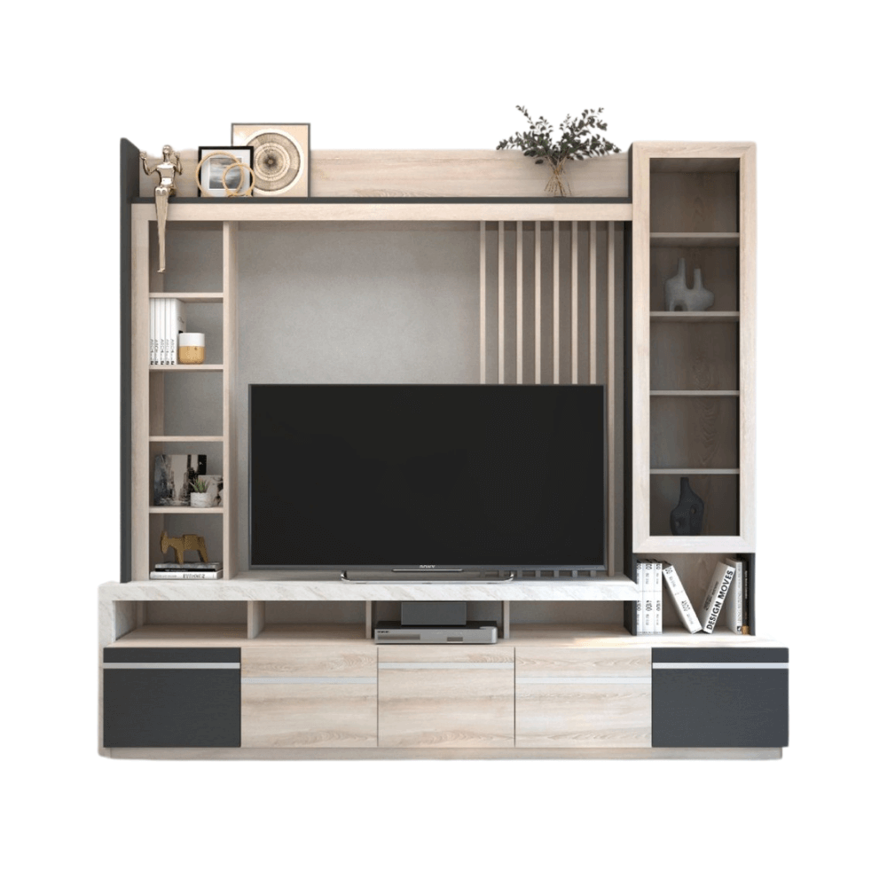 ตู้วางทีวี WISDOM DESIGN FURNITURE รุ่น HT-2401 240 ซม. สีโซลิค/กราไฟท์/ไวท์มาร์เบิ้ล