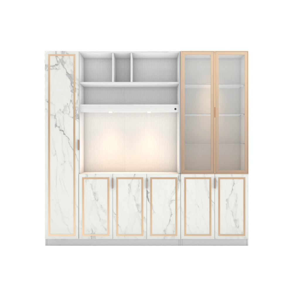 ตู้วางทีวี WISDOM DESIGN FURNITURE รุ่น GW-240 240 ซม. สีขาว/มาร์เบิ้ล/โกลด์