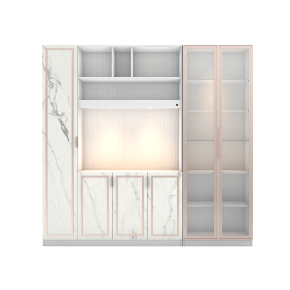 ตู้วางทีวี WISDOM DESIGN FURNITURE รุ่น GW-242 240 ซม. สีขาว/มาร์เบิ้ล/พิงค์โกลด์